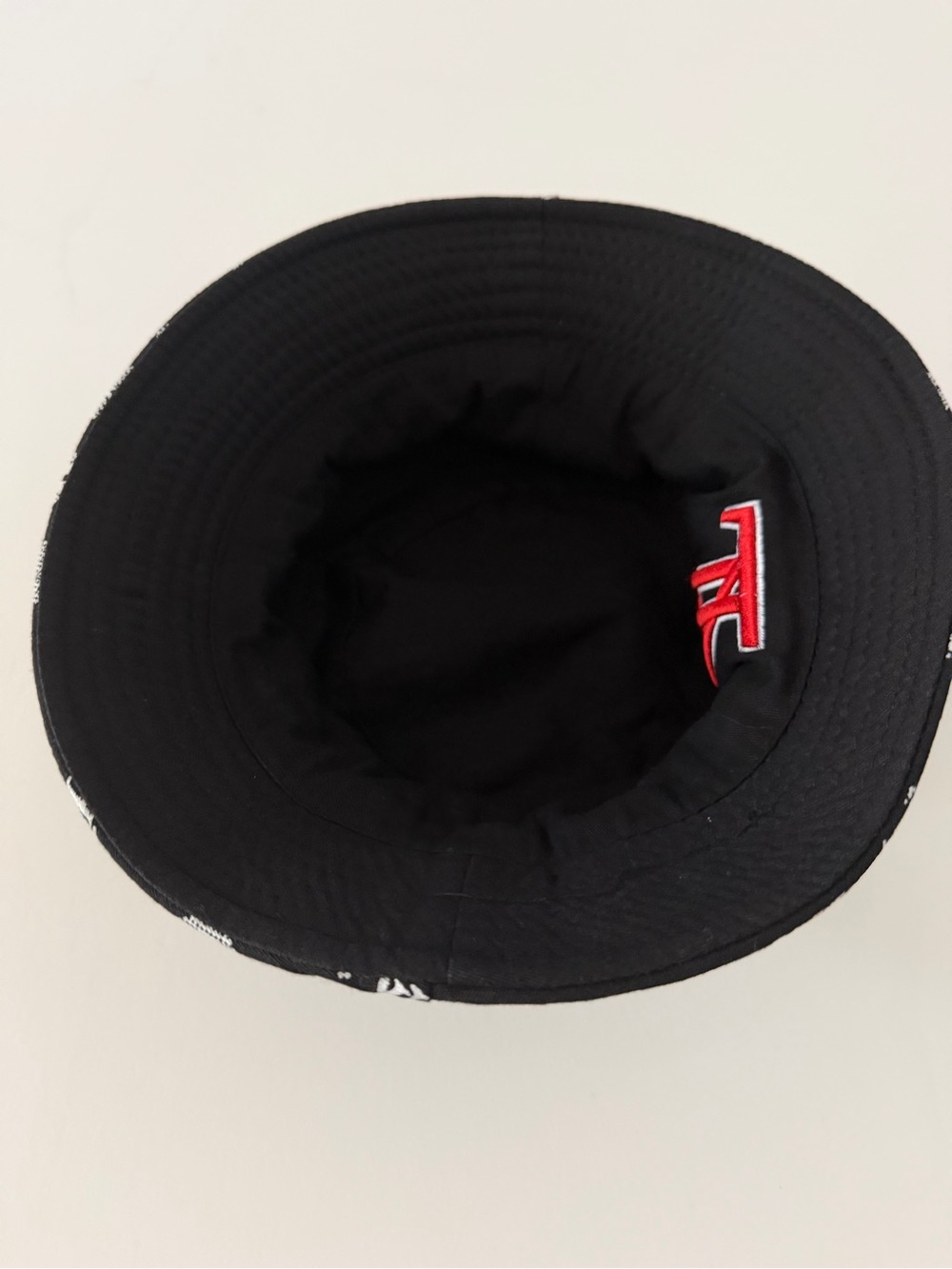 Black & White Monogram Bucket Hat with Red LV Emblem - Picture 3 of 4